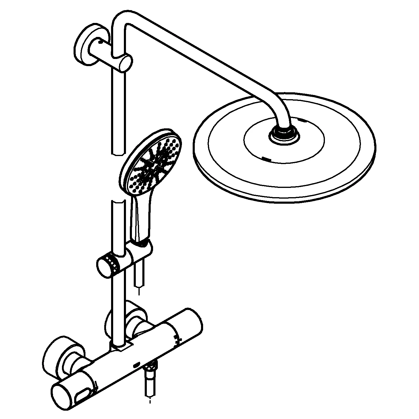 Duschsystem Rainshower SmartActive 310 26647, mit Thermostatbatterie, Wandmontage, Kopfbrause, Handbrause 26544000, chrom