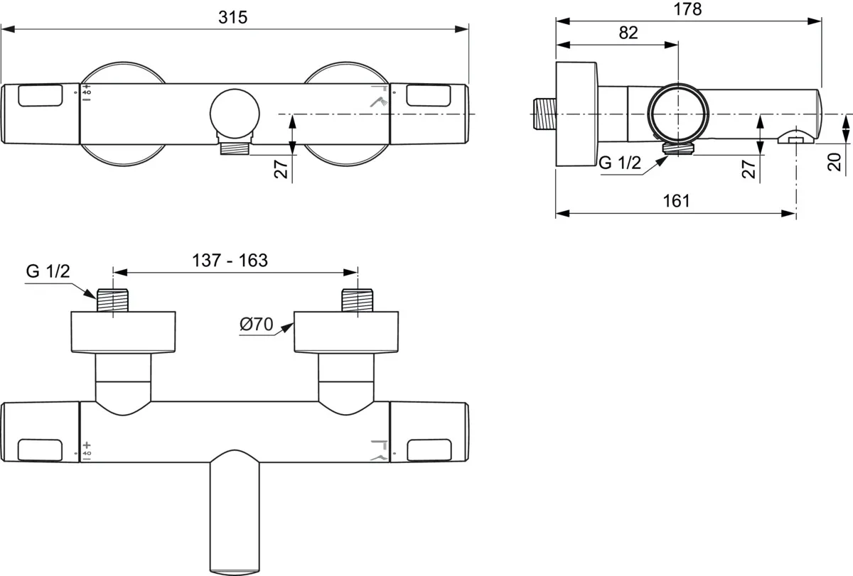 Zweihand-Wannenarmatur „CerathermT25N“ Ausladung 163 mm in Silk Black Zweihand-Wannenarmatur „CerathermT25N“ Ausladung 163 mm in Silk Black