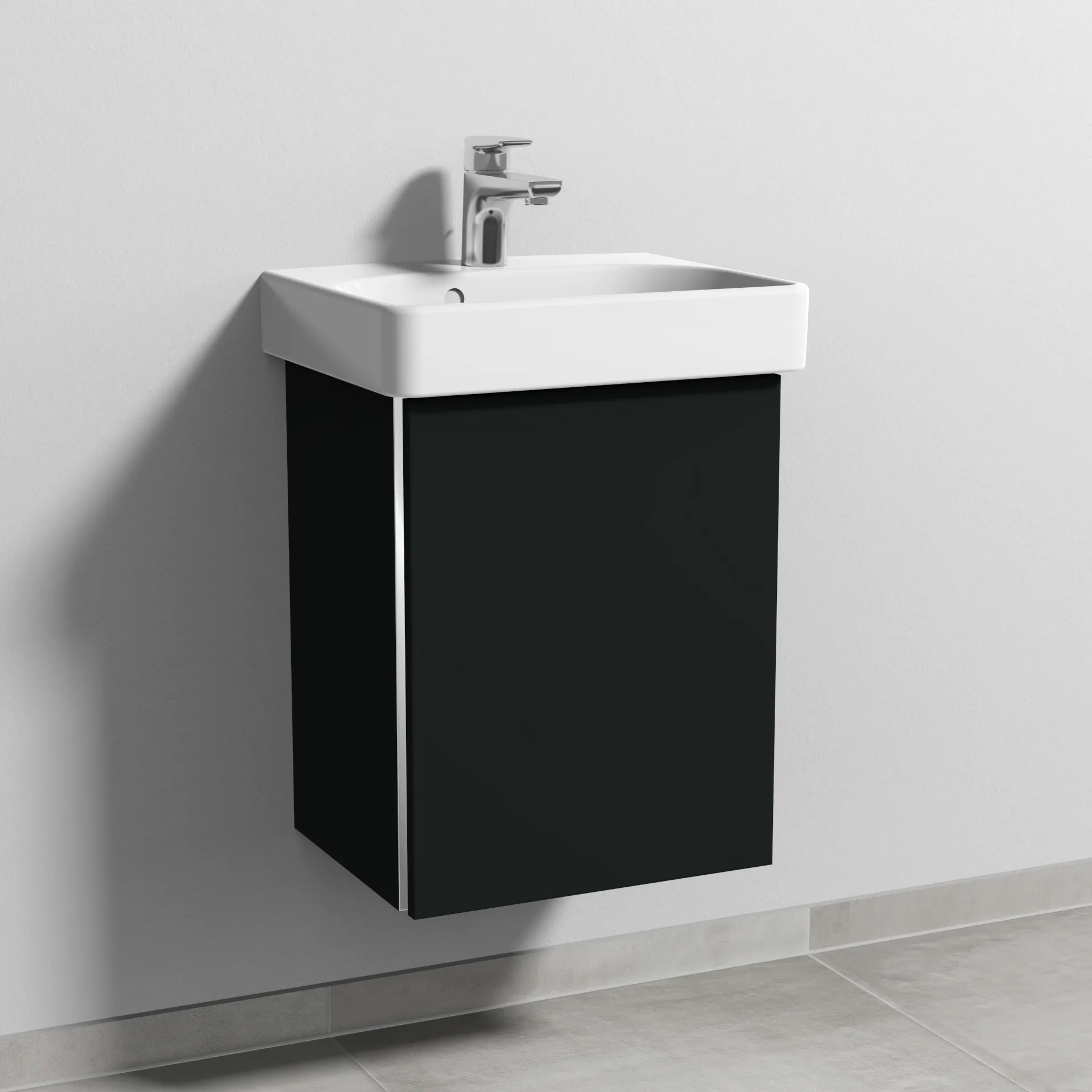 Sanipa Waschtischunterschrank „3way“ passend zu Keramik-Waschtische Smyle Square von Geberit 400 × 523 × 332 mm in Vulkan (matt), Anschlag rechts