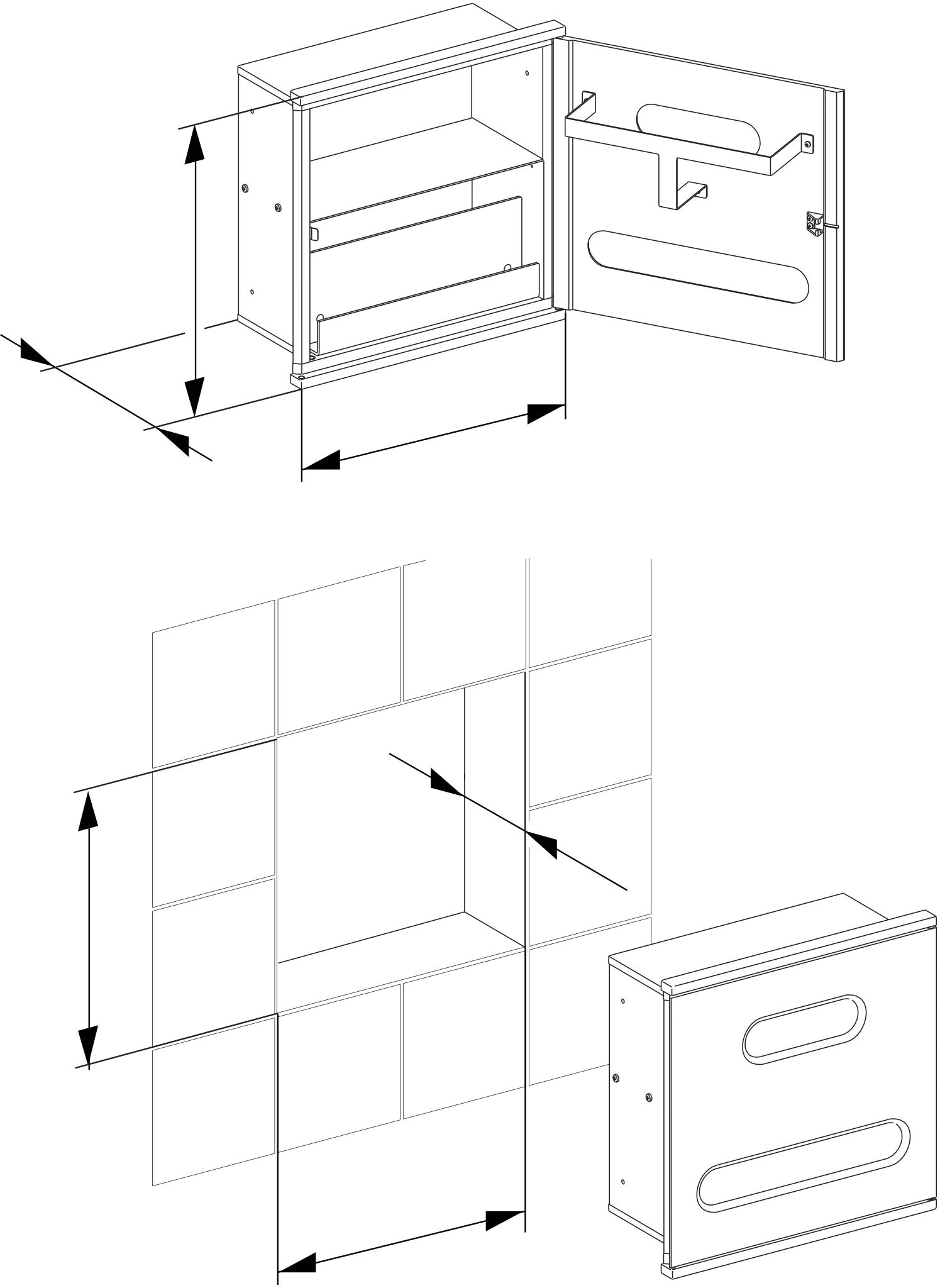 Plan Integral Modul Waschtisch 3 Anschlag links 326 x 325 x 143 mm verchromt/weiß