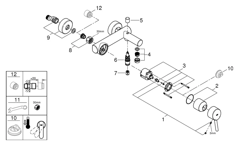 Grohe Concetto Einhand-Wannenbatterie, Wandmontage, eigensicher, chrom Grohe Concetto Einhand-Wannenbatterie, Wandmontage, eigensicher, chrom