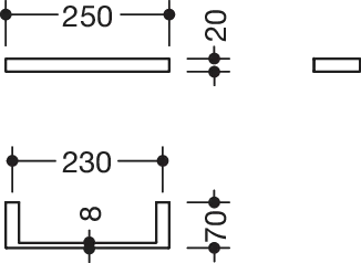 Handtuchhalter, Edelstahl, PVD, Breite 250 mm, Höhe 20 mm, Tiefe 70 mm, in Farbe CK (messing glänzend) Handtuchhalter, Edelstahl, PVD, Breite 250 mm, Höhe 20 mm, Tiefe 70 mm, in Farbe CK (messing glänzend)