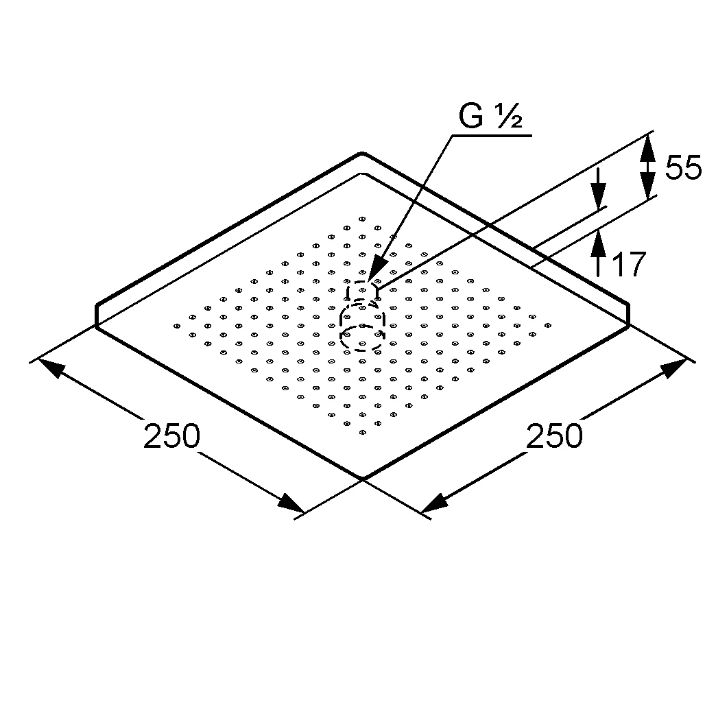 AQA Tellerkopfbrause eckig 250 mm chrom AQA Tellerkopfbrause eckig 250 mm chrom