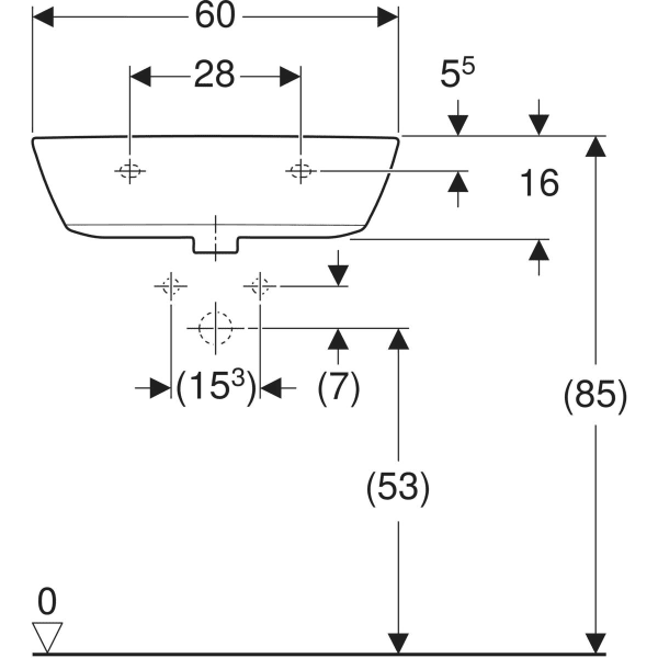 Wandwaschtisch „Renova“, mit Überlauf 60 × 48 cm in weiß alpin Wandwaschtisch „Renova“, mit Überlauf 60 × 48 cm in weiß alpin