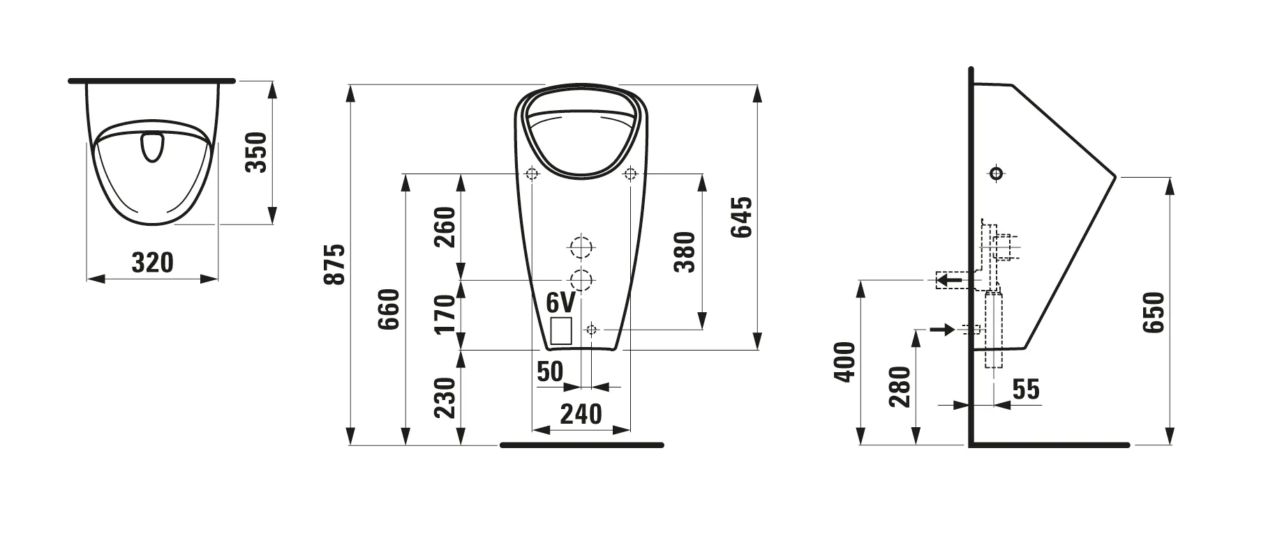 Absaugeurinal CAPRINO PLUS 350x320x645, spülrandlos, Wasserzulauf innen mit elektronischer Steuerung Batteriebetrieb (9V) mit Bluetooth weiß Absaugeurinal CAPRINO PLUS 350x320x645, spülrandlos, Wasserzulauf innen mit elektronischer Steuerung Batteriebetrieb (9V) mit Bluetooth weiß