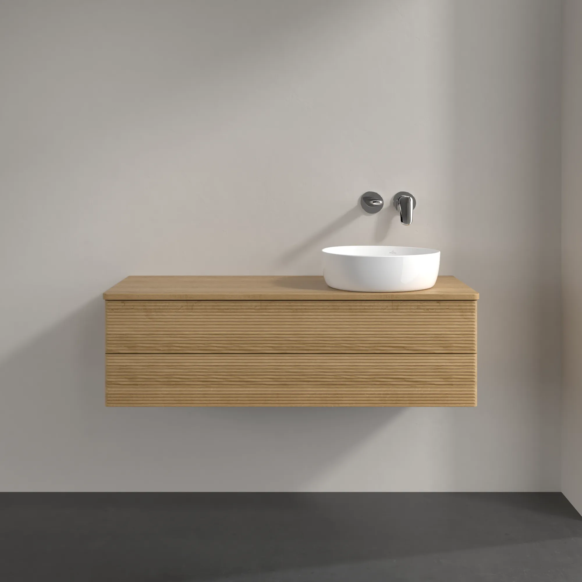 Villeroy & Boch Waschbeckenunterschrank Antao Honey Oak, 1200x360x500 mm, mit Beleuchtung und SoftClosing, Eckig