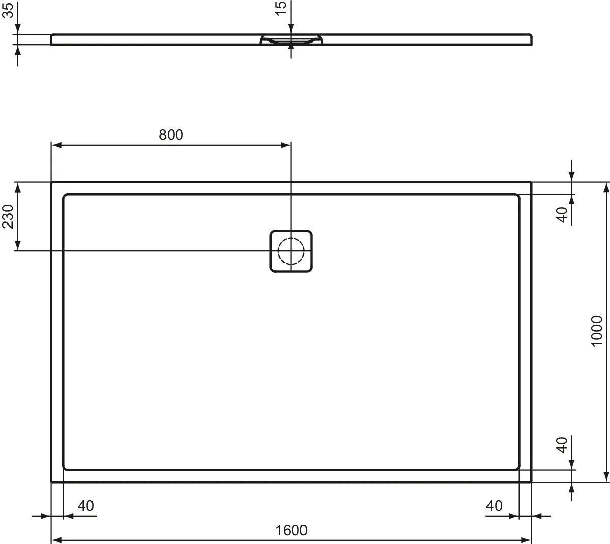 Ideal Standard Duschwanne „UltraFlatEvo“ 100 × 160 cm in Seidenweiß Ideal Standard Duschwanne „UltraFlatEvo“ 100 × 160 cm in Seidenweiß