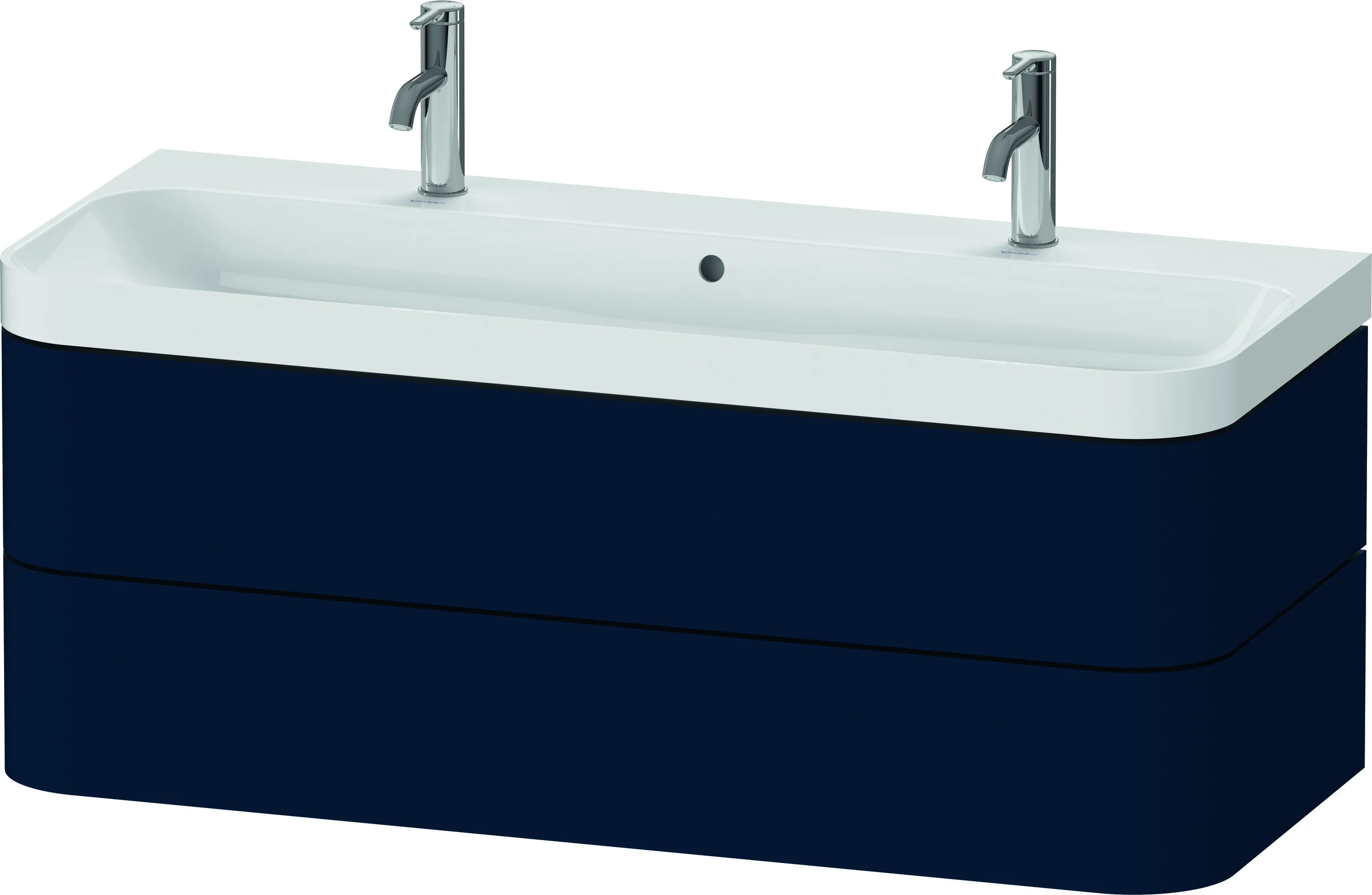 Duravit Waschtischunterschrank c-shaped Set wandhängend „Happy D.2 Plus“ 117,5 × 48 × 49 cm Nachtblau Seidenmatt