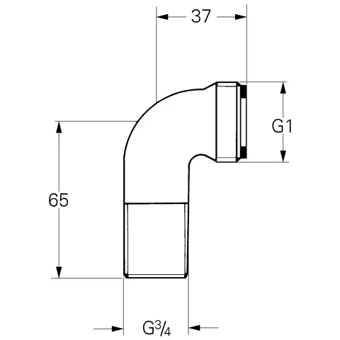 Anschlusswinkel 12477, Außengewinde 3/4'' x 1'' Anschlusswinkel 12477, Außengewinde 3/4'' x 1''