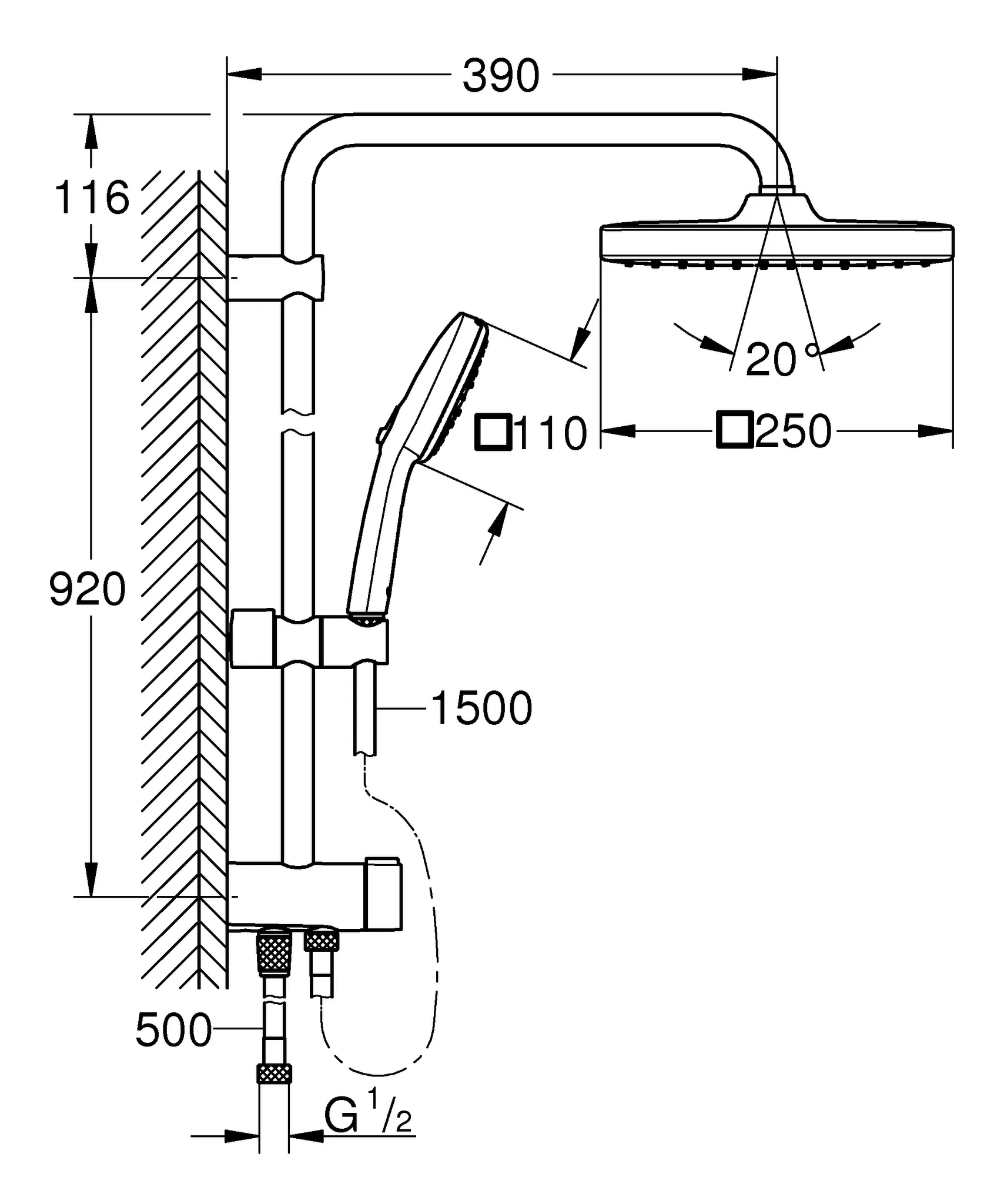 Grohe Duschsystem „Tempesta System 250 Cube“