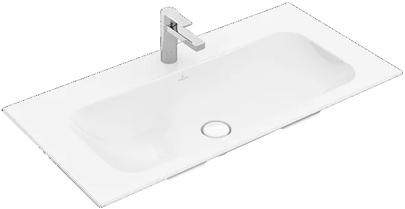 Villeroy & Boch Schrankwaschtisch aus TitanCeram „Finion“ 1000 × 500 × 160 mm, mit Hahnlochbohrung, Hahnlochposition mittig in Weiß Alpin, mit CeramicPlus Villeroy & Boch Schrankwaschtisch aus TitanCeram „Finion“ 1000 × 500 × 160 mm, mit Hahnlochbohrung, Hahnlochposition mittig in Weiß Alpin, mit CeramicPlus