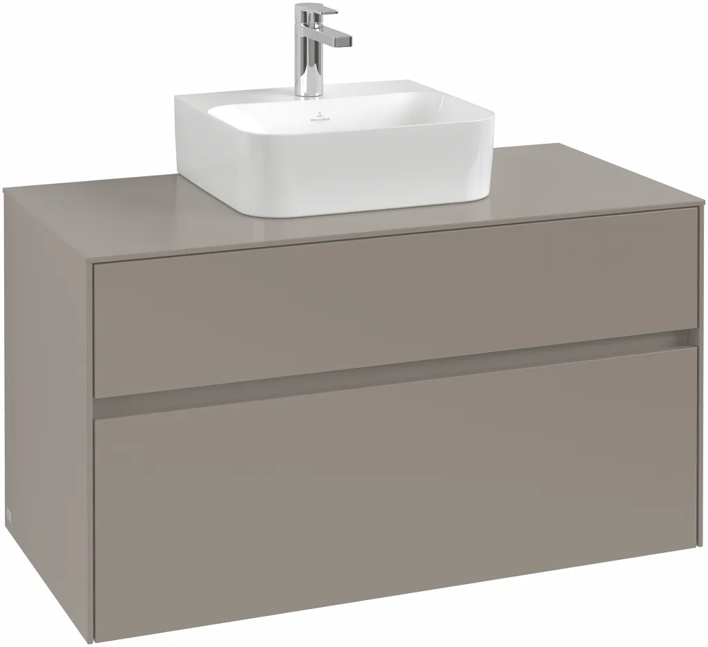 Villeroy & Boch Waschtischunterschrank „Collaro“ 1000 × 548 × 500 mm Taupe, mit Beleuchtung, für Becken mittig