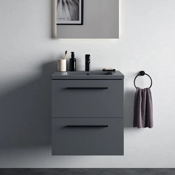 Waschbecken „i.lifeB“ 61 × 51 × 18 cm, Hahnlochposition mittig in Grau Waschbecken „i.lifeB“ 61 × 51 × 18 cm, Hahnlochposition mittig in Grau