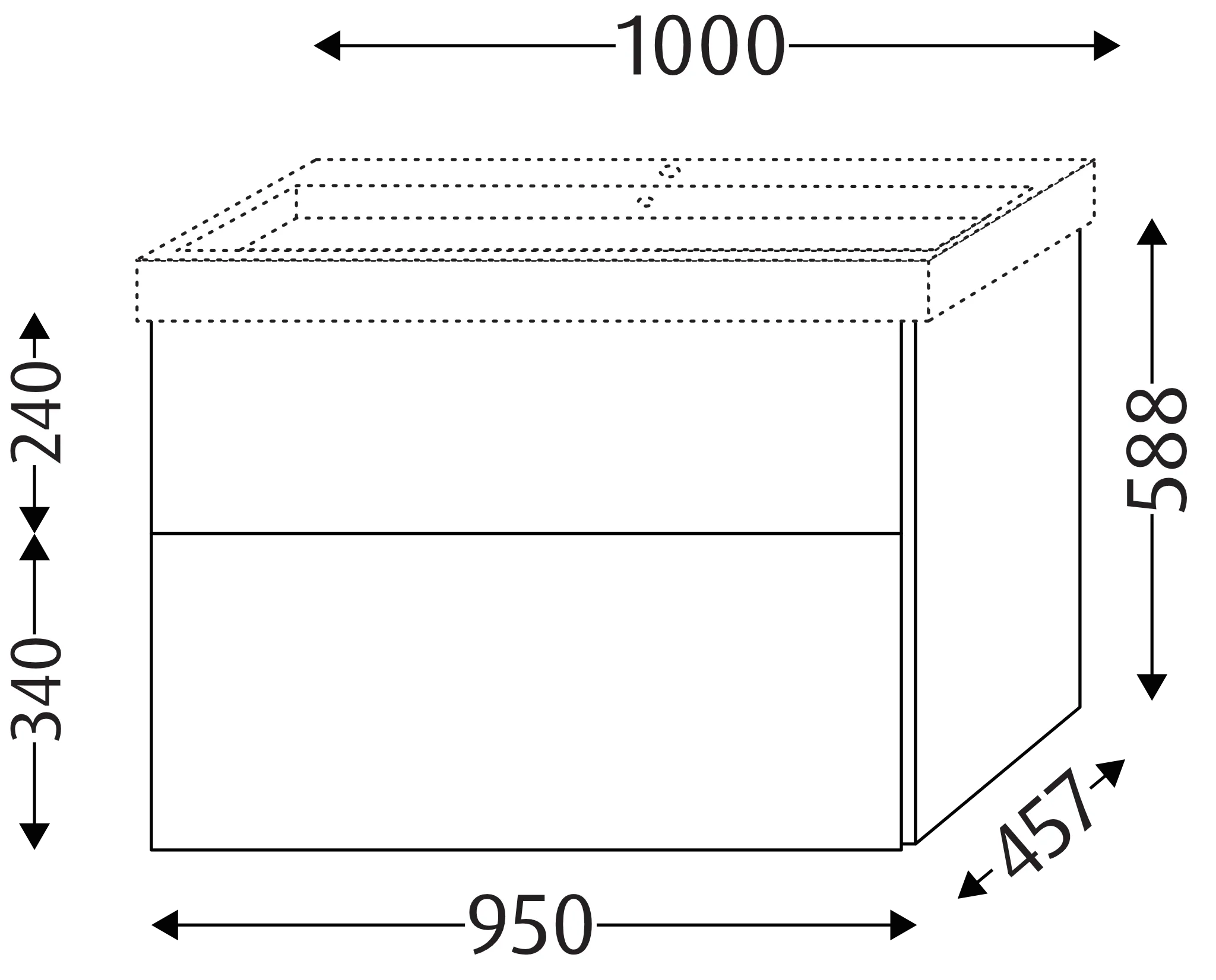 Waschtischunterbau mit Auszügen 3way (BR515) 588x950x457 Anthrazit-Matt