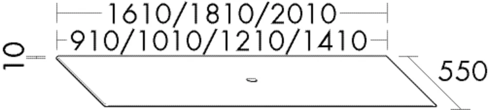 Glas-Konsolenplatte, Konsolenplatte einzel, 10 mm;Unterseite farbig lackiert;1 Beckenausschnitt, Tiefe: 550 mm, Breite: 1810 mm, Höhe: 10 mm