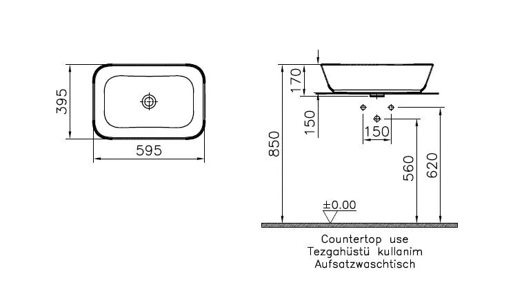 VitrA Geo Aufsatzschale rechteckig 60 x 40 cm Edelweiß