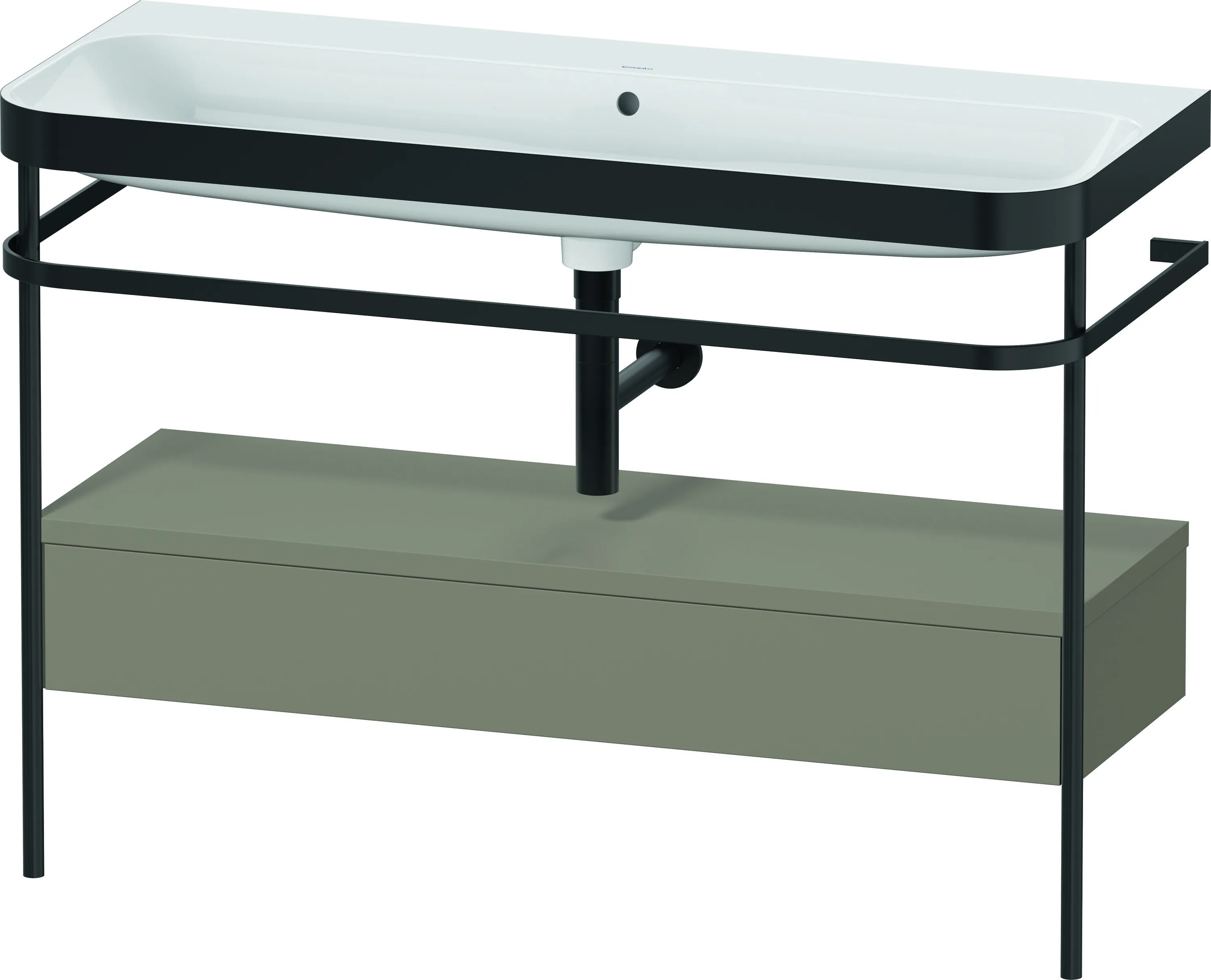 Duravit Waschtischunterschrank mit Metallkonsole „Happy D.2 Plus“ 117,5 × 85 × 49 cm Steingrau Seidenmatt Duravit Waschtischunterschrank mit Metallkonsole „Happy D.2 Plus“ 117,5 × 85 × 49 cm Steingrau Seidenmatt