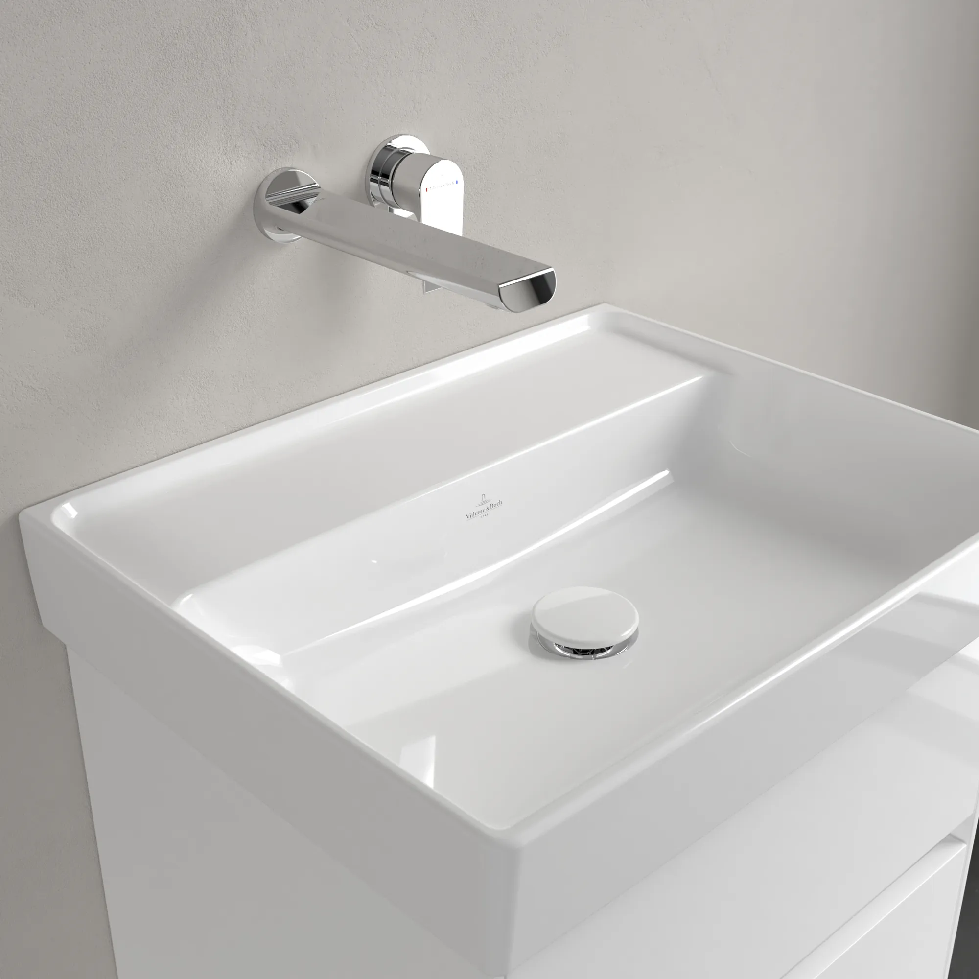 Villeroy & Boch Wandwaschtisch aus TitanCeram „Collaro“ 550 × 440 × 160 mm, ohne Hahnlochbohrung in Weiß Alpin Villeroy & Boch Wandwaschtisch aus TitanCeram „Collaro“ 550 × 440 × 160 mm, ohne Hahnlochbohrung in Weiß Alpin