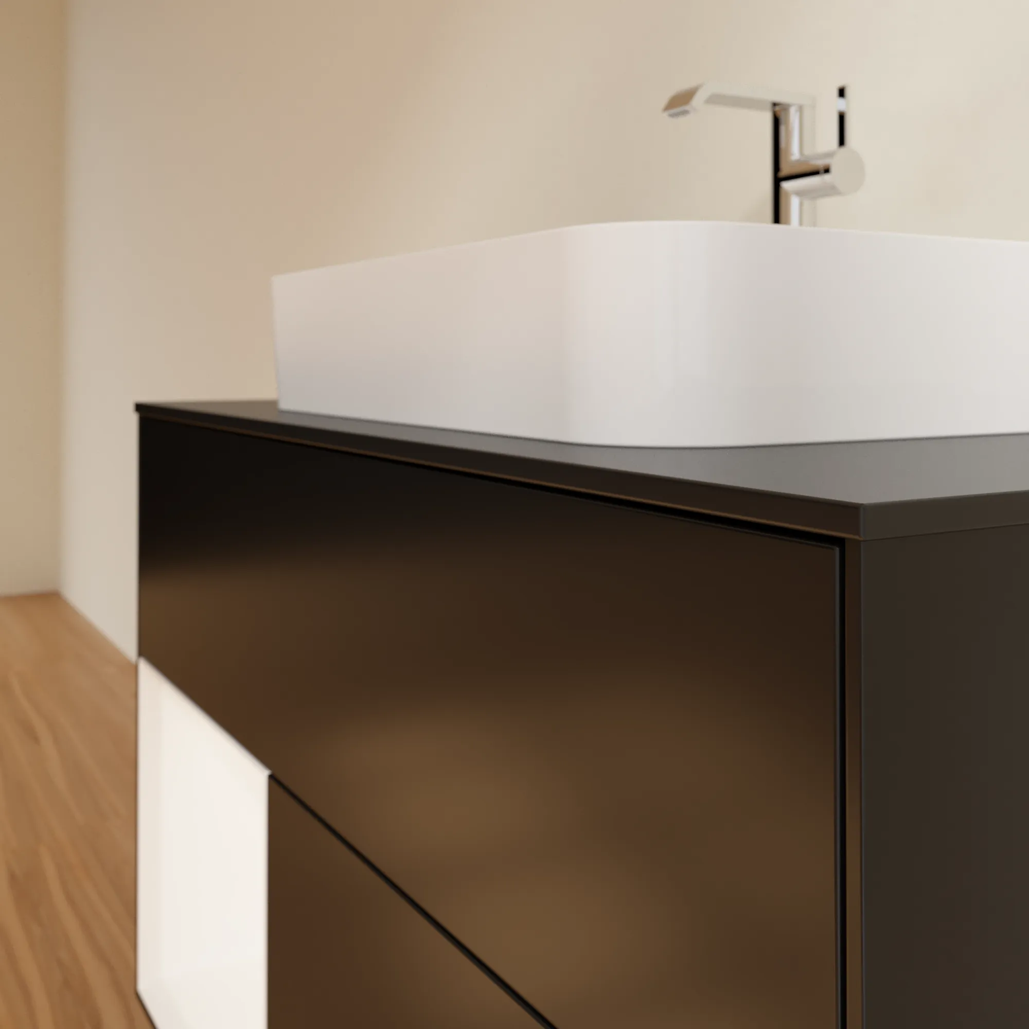 Villeroy & Boch Waschbeckenunterschrank Finion G36, 1000x603x501 mm, Black Matt Lacquer, mit Beleuchtung und Push-to-open Funktion