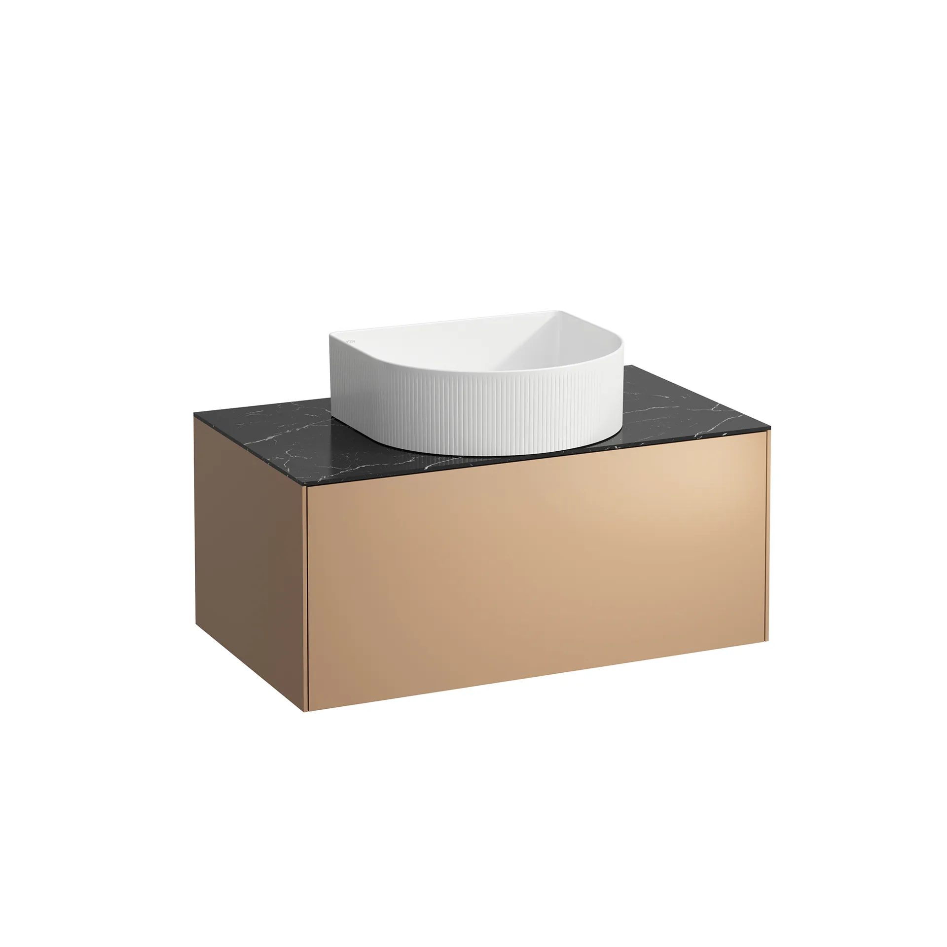 Laufen Waschtischunterbau „SONAR“ 777 × 341 × 457 mm Kupfer, ohne Hahnlochbohrung, mittig Laufen Waschtischunterbau „SONAR“ 777 × 341 × 457 mm Kupfer, ohne Hahnlochbohrung, mittig