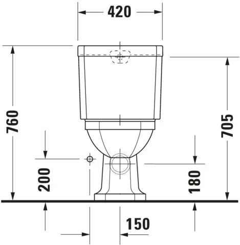 Stand-WC Kombi 1930 665 mm Tiefspüler, fürSPK, Abg.waagr., weiß