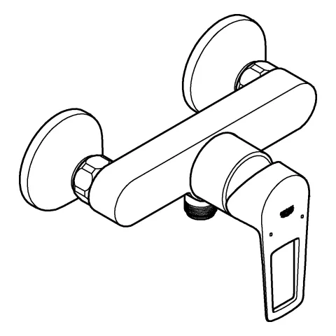 Einhand-Brausebatterie BauLoop 23633_1, Wandmontage, mit Temperaturbegrenzer, S-Anschlüsse, eigensicher, chrom Einhand-Brausebatterie BauLoop 23633_1, Wandmontage, mit Temperaturbegrenzer, S-Anschlüsse, eigensicher, chrom