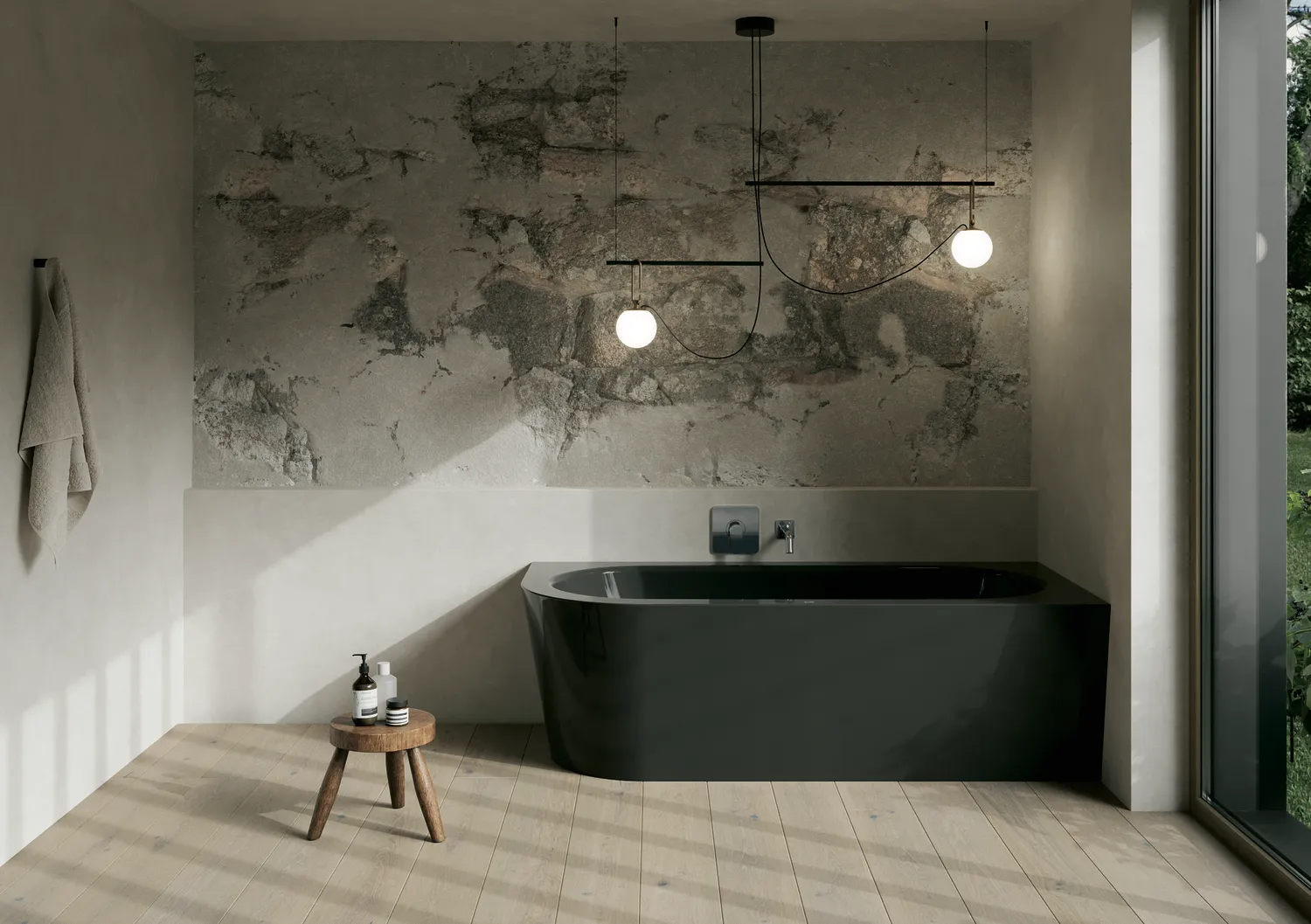 Bette BetteSilhouette Badewanne 2-Sitzer, Eck, Sonderform, 1850x850x420 mm, Midnight, glasierter Titan-Stahl