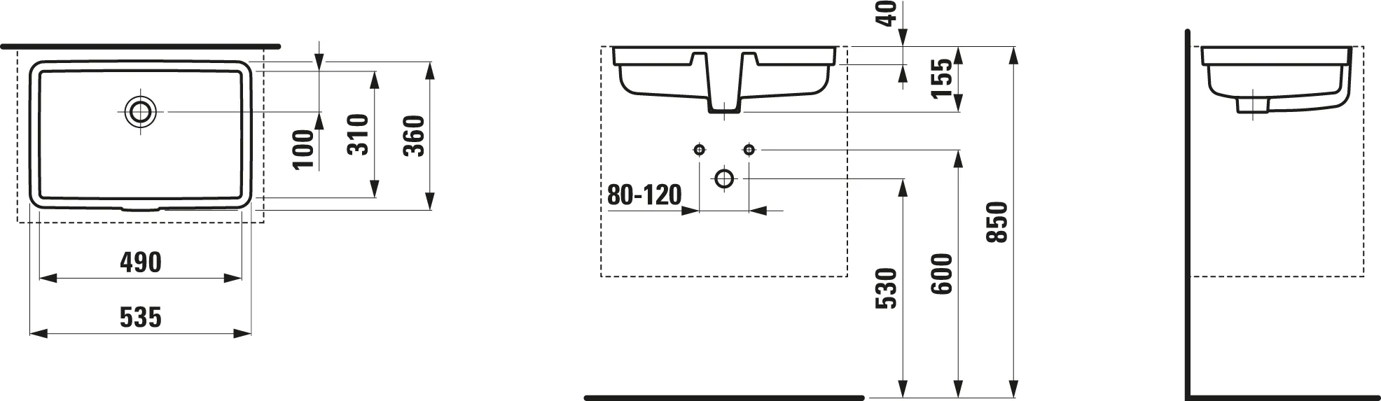 Einbauwaschtisch von unten LIVING CITY 360x535x155 ohne Hahnloch mit Überlauf weiß Einbauwaschtisch von unten LIVING CITY 360x535x155 ohne Hahnloch mit Überlauf weiß