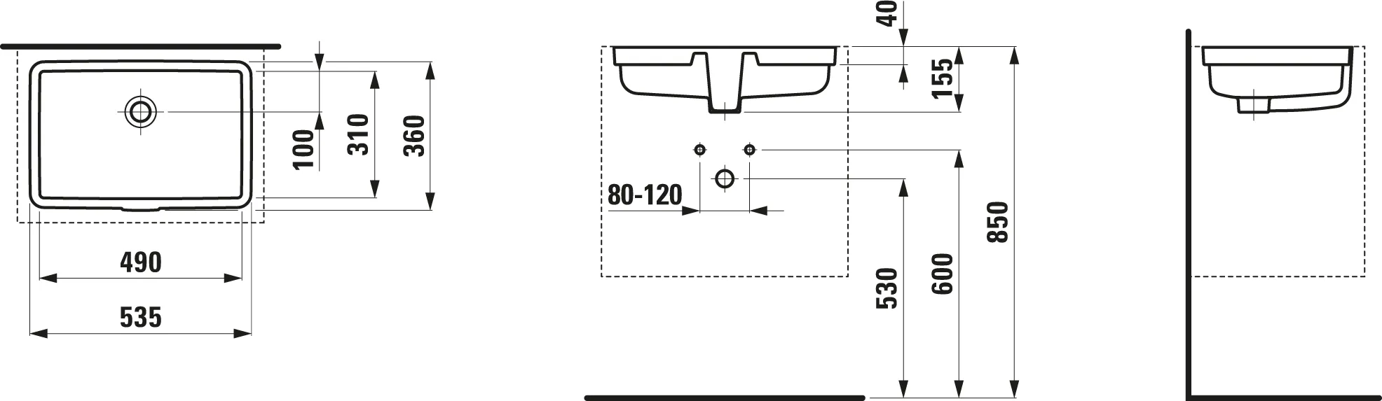 Einbauwaschtisch von unten LIVING CITY 360x535x155 ohne Hahnloch mit Überlauf weiß Einbauwaschtisch von unten LIVING CITY 360x535x155 ohne Hahnloch mit Überlauf weiß