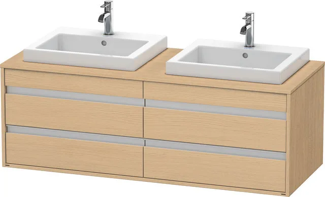 Duravit Waschtischunterschrank wandhängend „Ketho“ 140 × 49,6 × 55 cm Eiche Natur