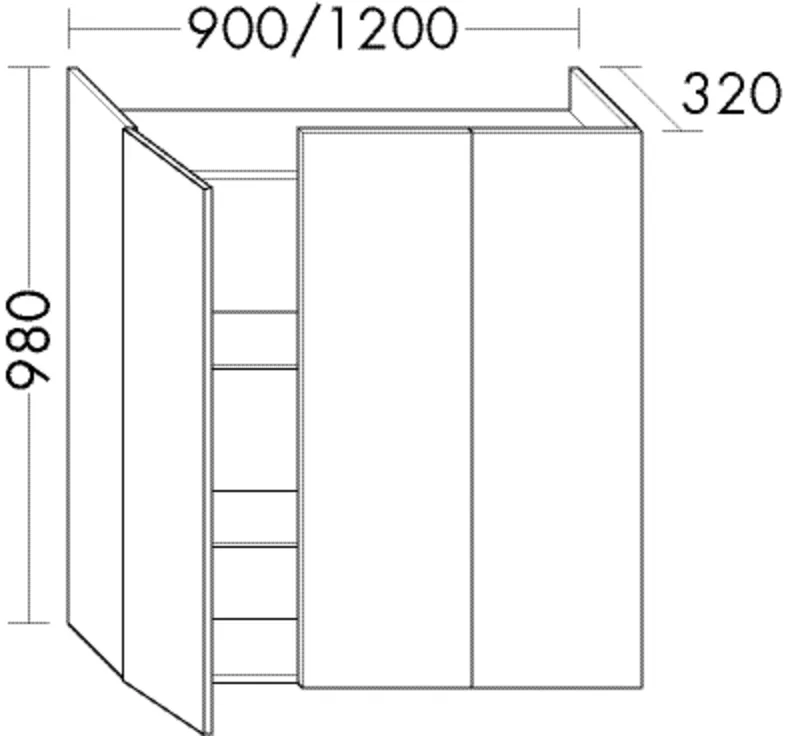 burgbad Hochschrank „Sys30“ 900 × 980 × 320 mm in Rauchgrün Matt