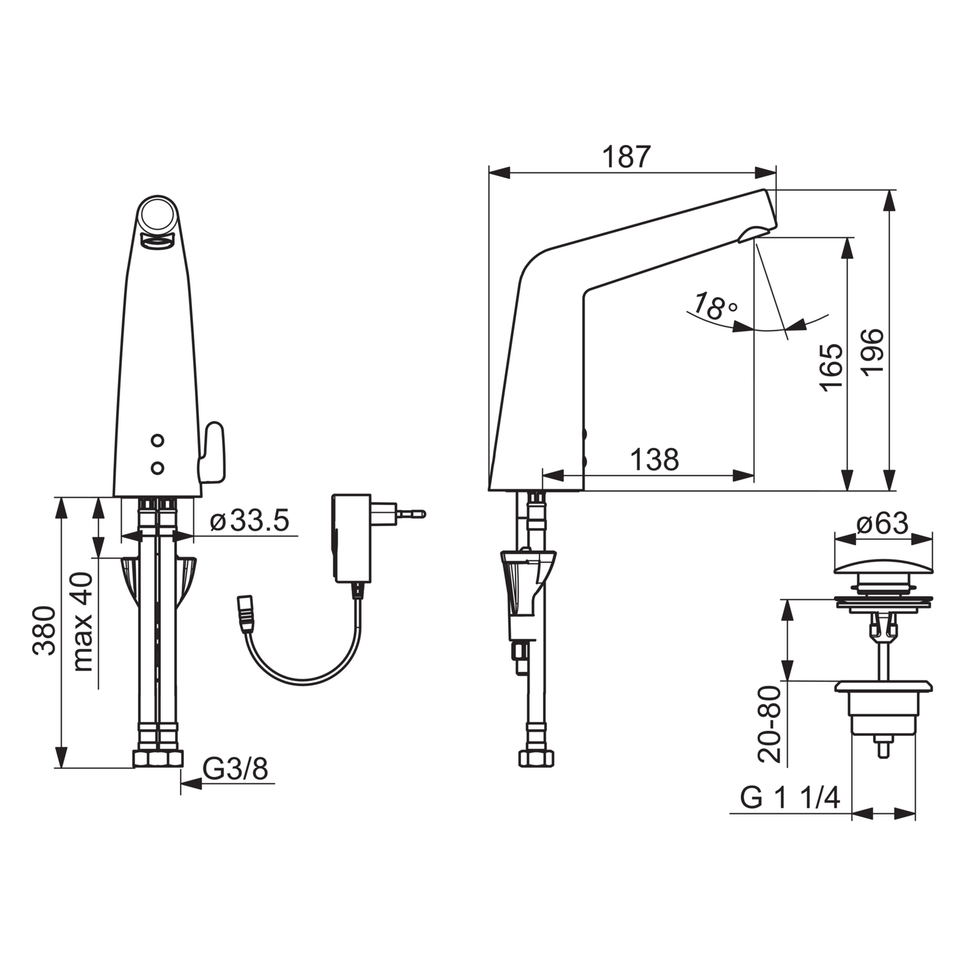 HA Waschtischbatterie HANSADESIGNO Style 5179 9/12 V Ausladung 138 mm DN15 Chrom