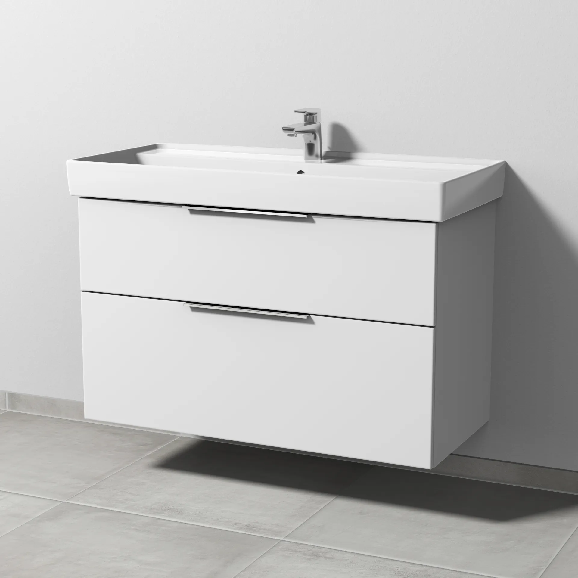 Sanipa Waschtischunterschrank „3way“ passend zu Keramik-Waschtische Collaro von Villeroy & Boch 950 × 588 × 447 mm in Weiß-Soft