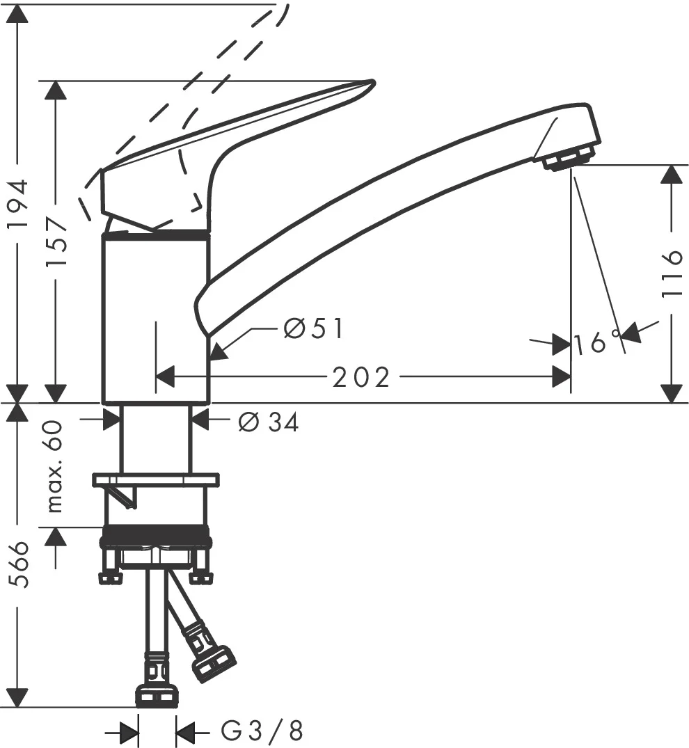 Hansgrohe Logis M31 Einhebel-Küchenmischer 120° - Chrom, 360° Schwenkbereich, Normalstrahl, max. Durchfluss 12 l/min
