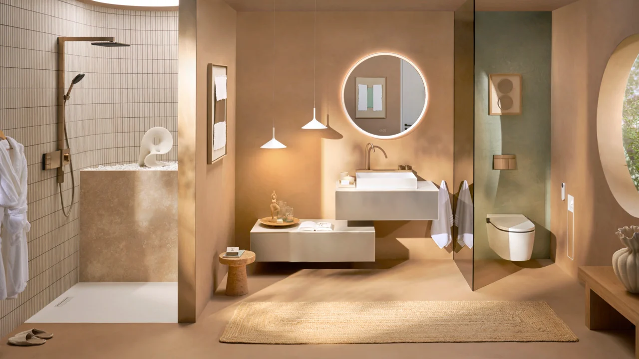 Hansgrohe Xarita S Spiegel 900/50 mit LED-Beleuchtung, kapazitivem Berührungssensor und AntiFog-Funktion in Mattweiß
