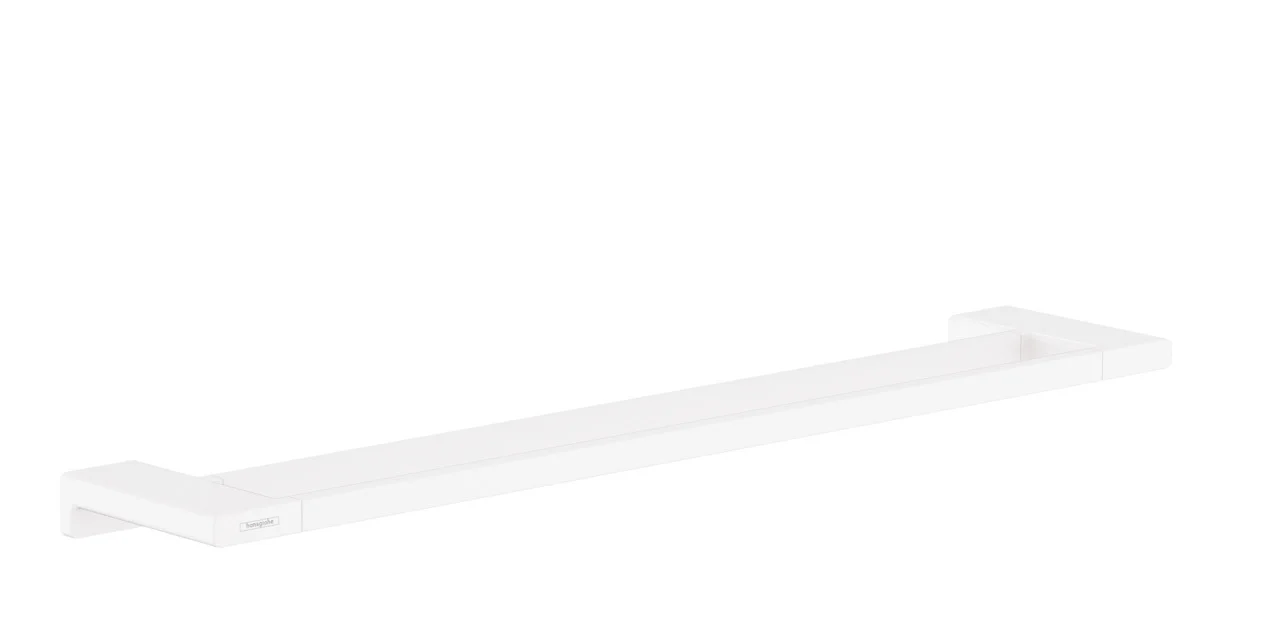 Hansgrohe AddStoris Q Doppelbadetuchhalter, mattweiß, 648 mm Länge, Wandmontage mit verdeckter Befestigung