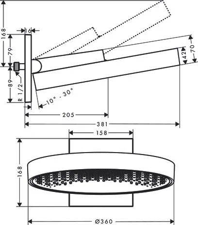 Kopfbrause Rainfinity 360 1jet Wandmontage chrom Kopfbrause Rainfinity 360 1jet Wandmontage chrom