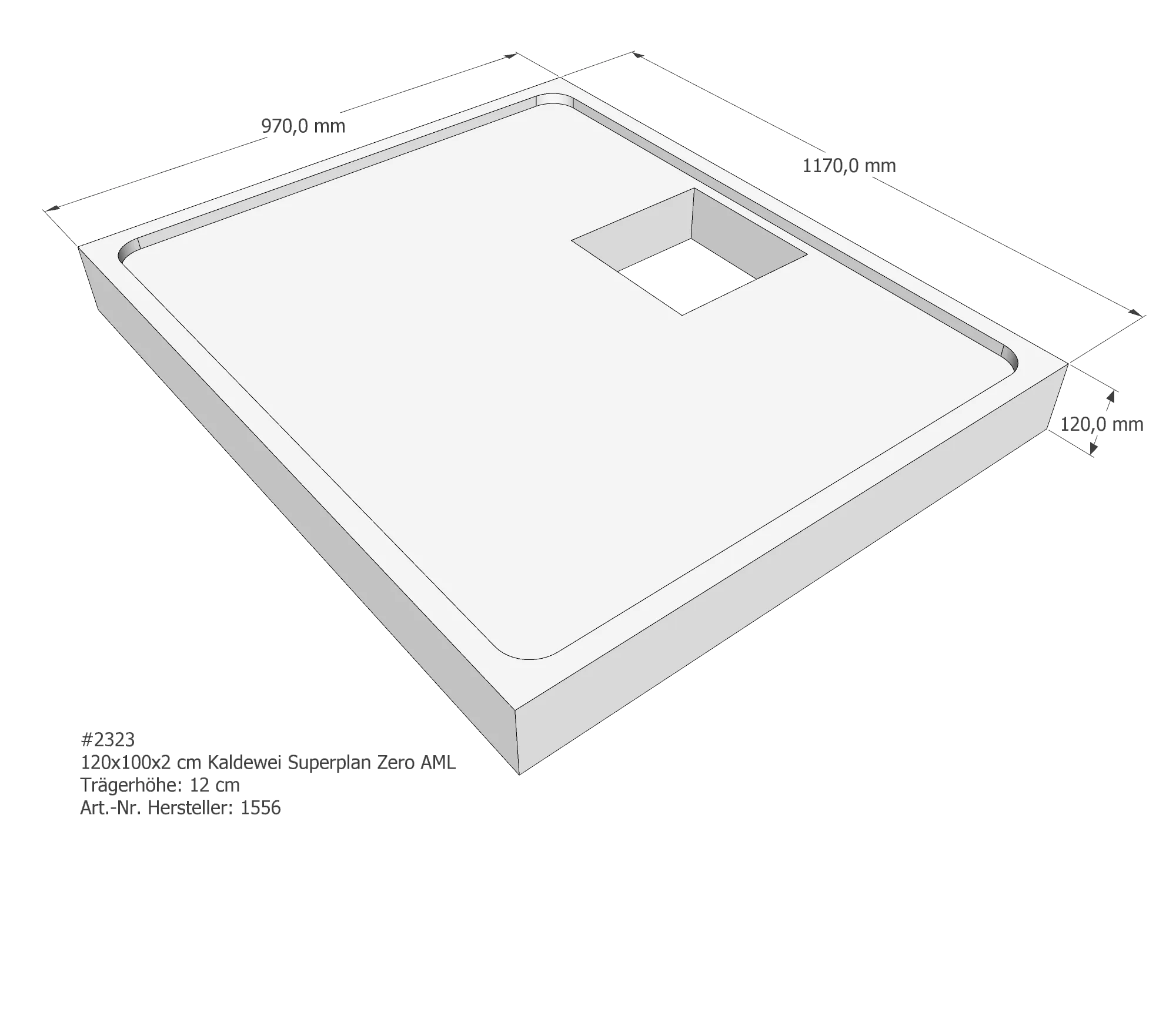 Duschwannenträger für Kaldewei Superplan Zero 120 × 100 × 2 cm Breite: 100 cm / Länge: 120 cm Duschwannenträger für Kaldewei Superplan Zero 120 × 100 × 2 cm Breite: 100 cm / Länge: 120 cm