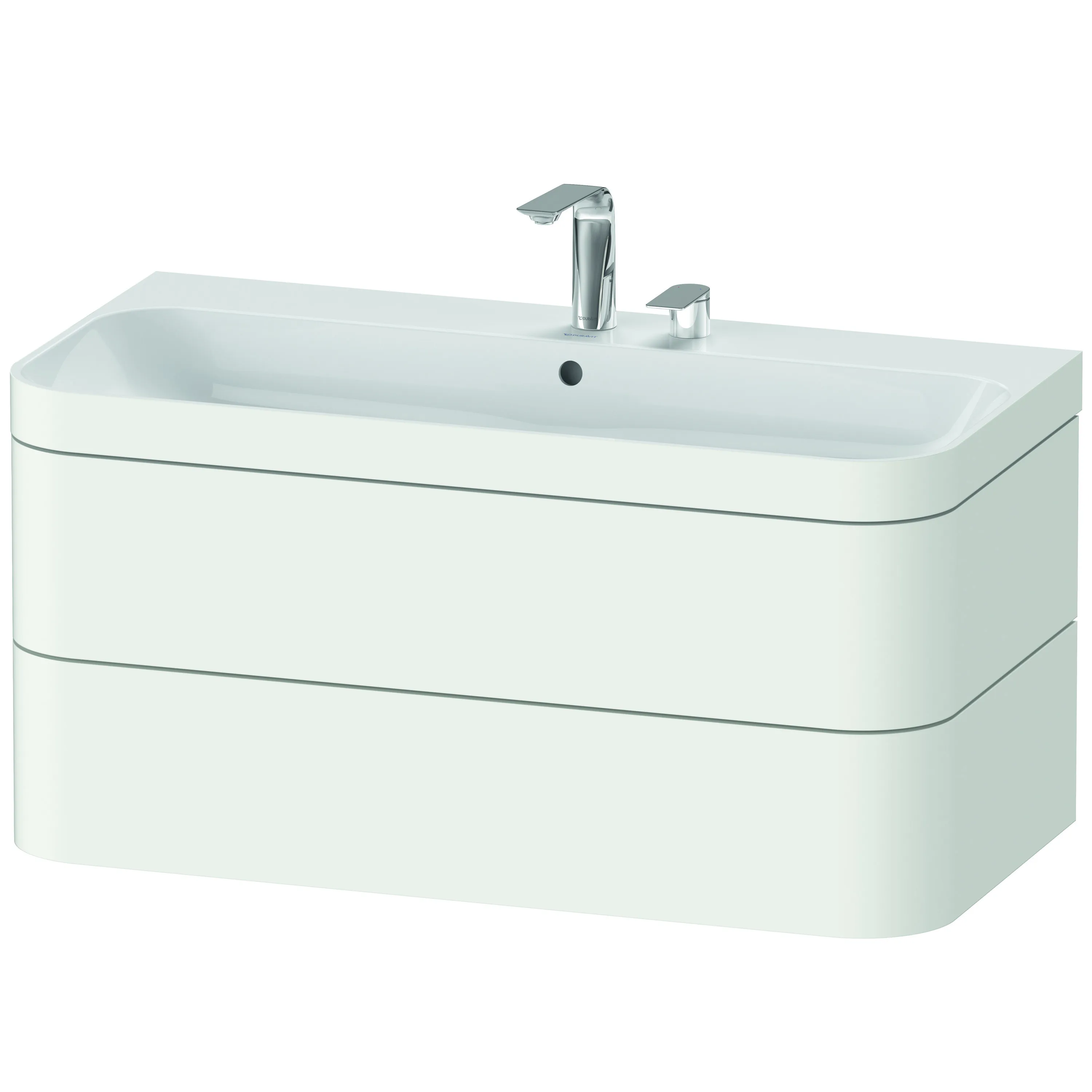 Duravit Waschtischunterschrank c-shaped Set wandhängend „Happy D.2 Plus“ 97,5 × 48 × 49 cm Weiß Seidenmatt