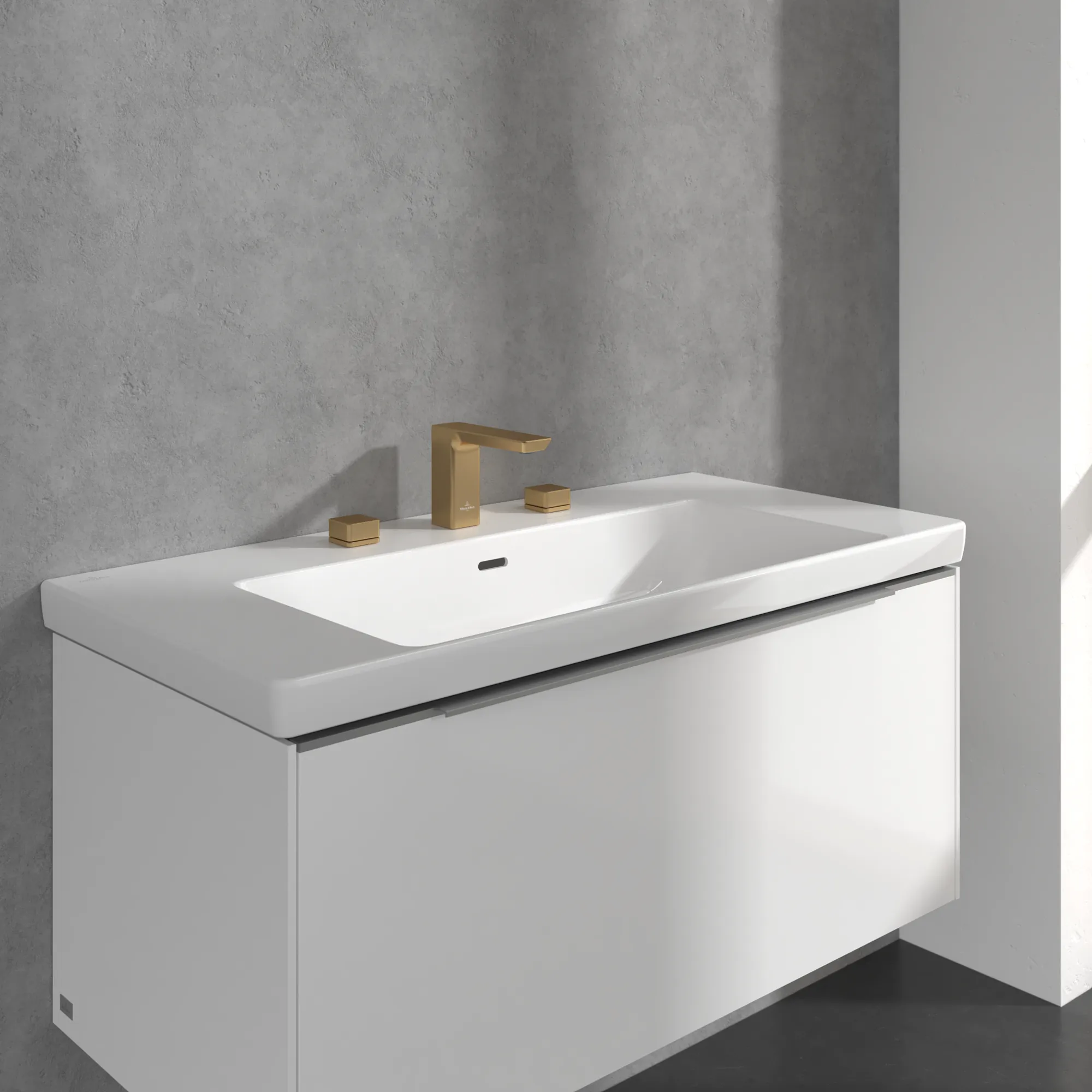 Villeroy & Boch Subway 3.0 Dreiloch-Waschtischarmatur, Brushed Gold, 122 mm Höhe, 43 mm Durchmesser, 345x178x122 mm, verstellbarer Strahlregler Villeroy & Boch Subway 3.0 Dreiloch-Waschtischarmatur, Brushed Gold, 122 mm Höhe, 43 mm Durchmesser, 345x178x122 mm, verstellbarer Strahlregler