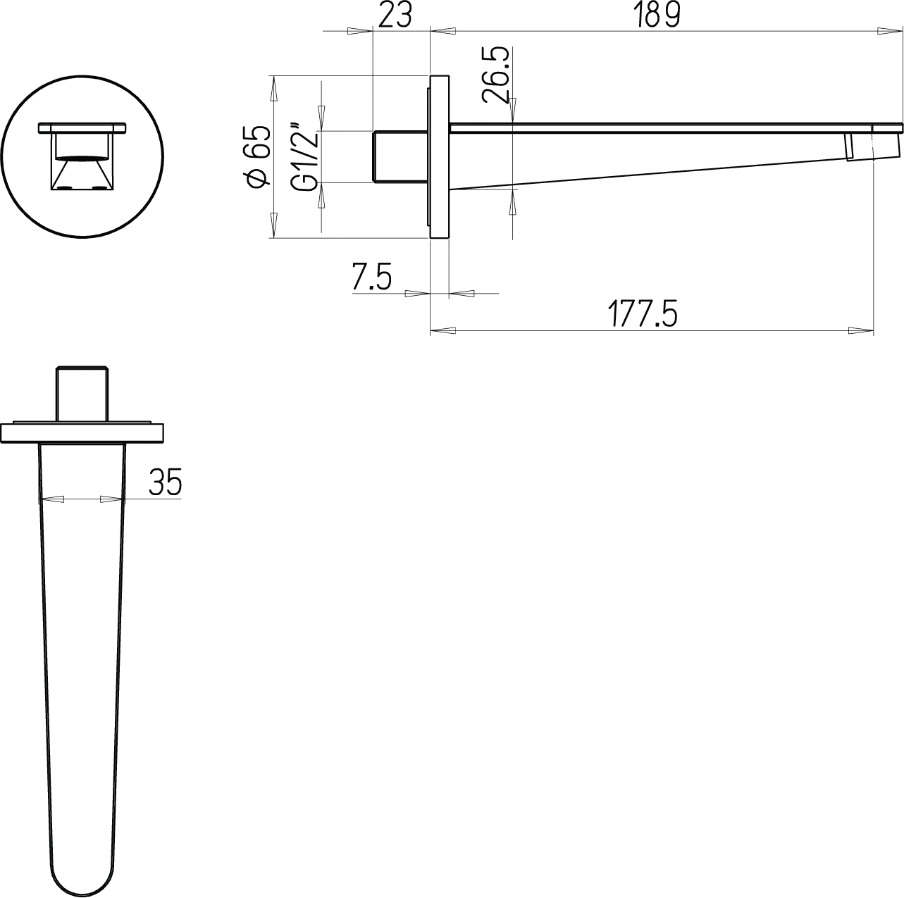 Badewannenauslauf „Conum“ 18,9 cm in Chrom Badewannenauslauf „Conum“ 18,9 cm in Chrom