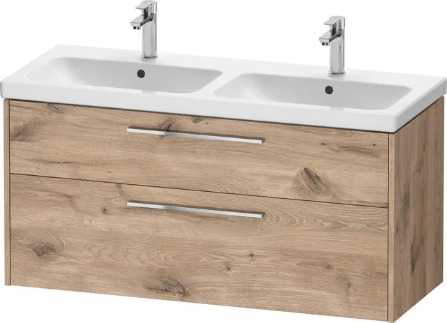 Duravit Waschtischunterschrank für Doppelwaschtisch Wandhängend „D-Code“ 118,4 × 55,5 × 46 cm in Eiche Marmoriert Duravit Waschtischunterschrank für Doppelwaschtisch Wandhängend „D-Code“ 118,4 × 55,5 × 46 cm in Eiche Marmoriert