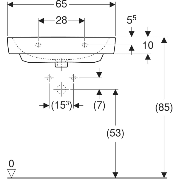 Wandwaschtisch „Renova Plan“, rechteckig 65 × 48 cm in weiß alpin Wandwaschtisch „Renova Plan“, rechteckig 65 × 48 cm in weiß alpin