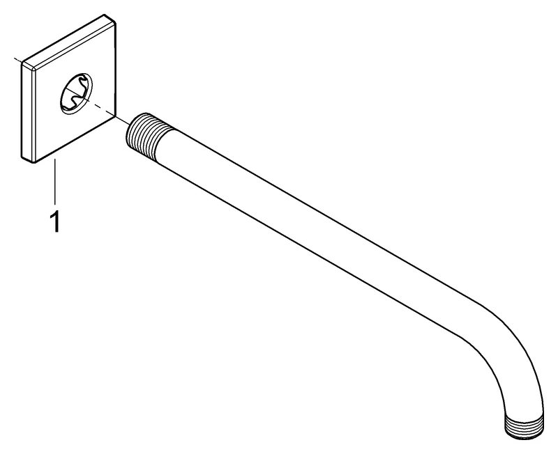 Grohe Rainshower Brausearm 27488, Ausladung 286mm, eckige Rosette, chrom Grohe Rainshower Brausearm 27488, Ausladung 286mm, eckige Rosette, chrom