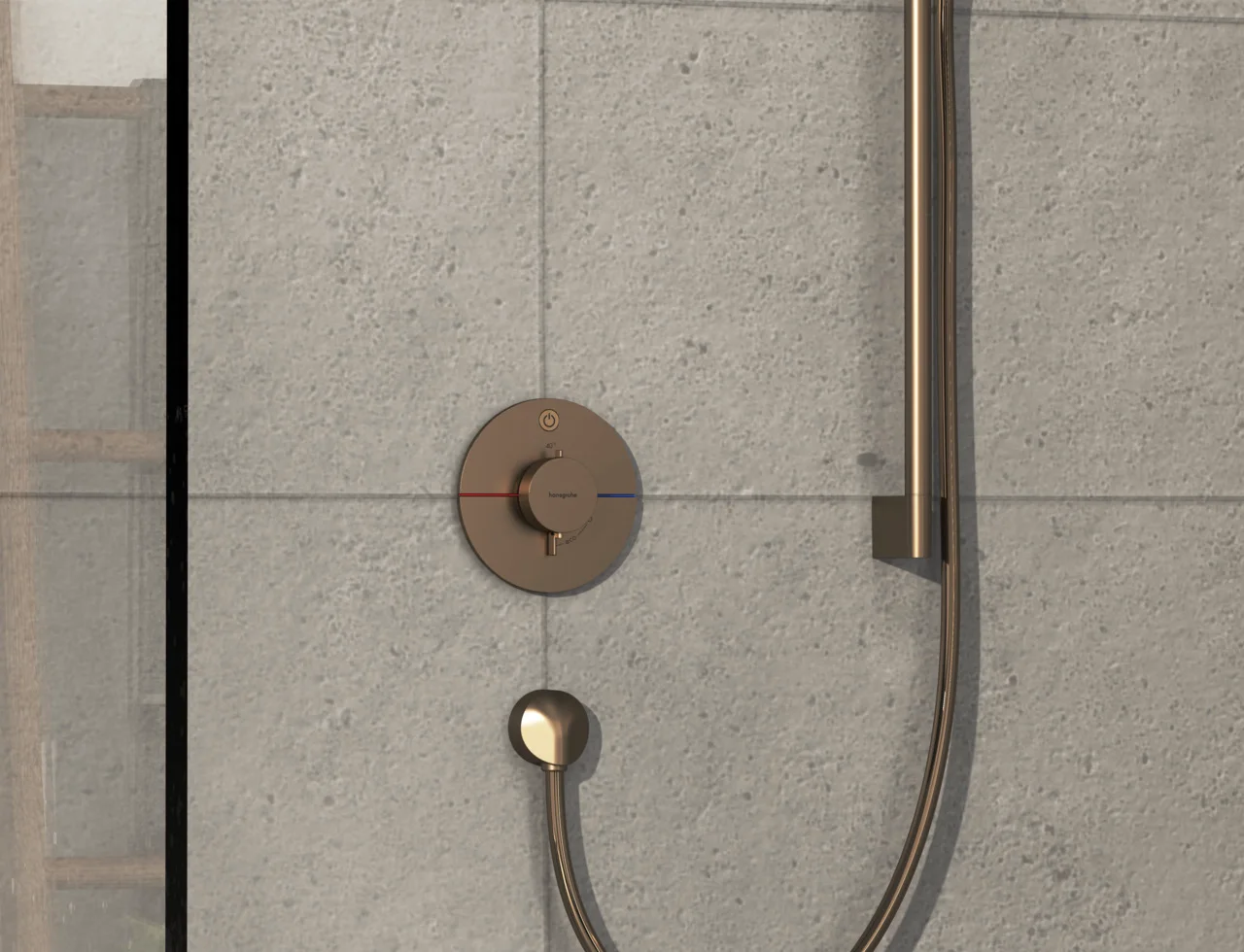 Hansgrohe ShowerSelect Comfort S Thermostat Unterputz, Brushed Bronze, 1 Verbraucher, flache Rosette, einfache Installation