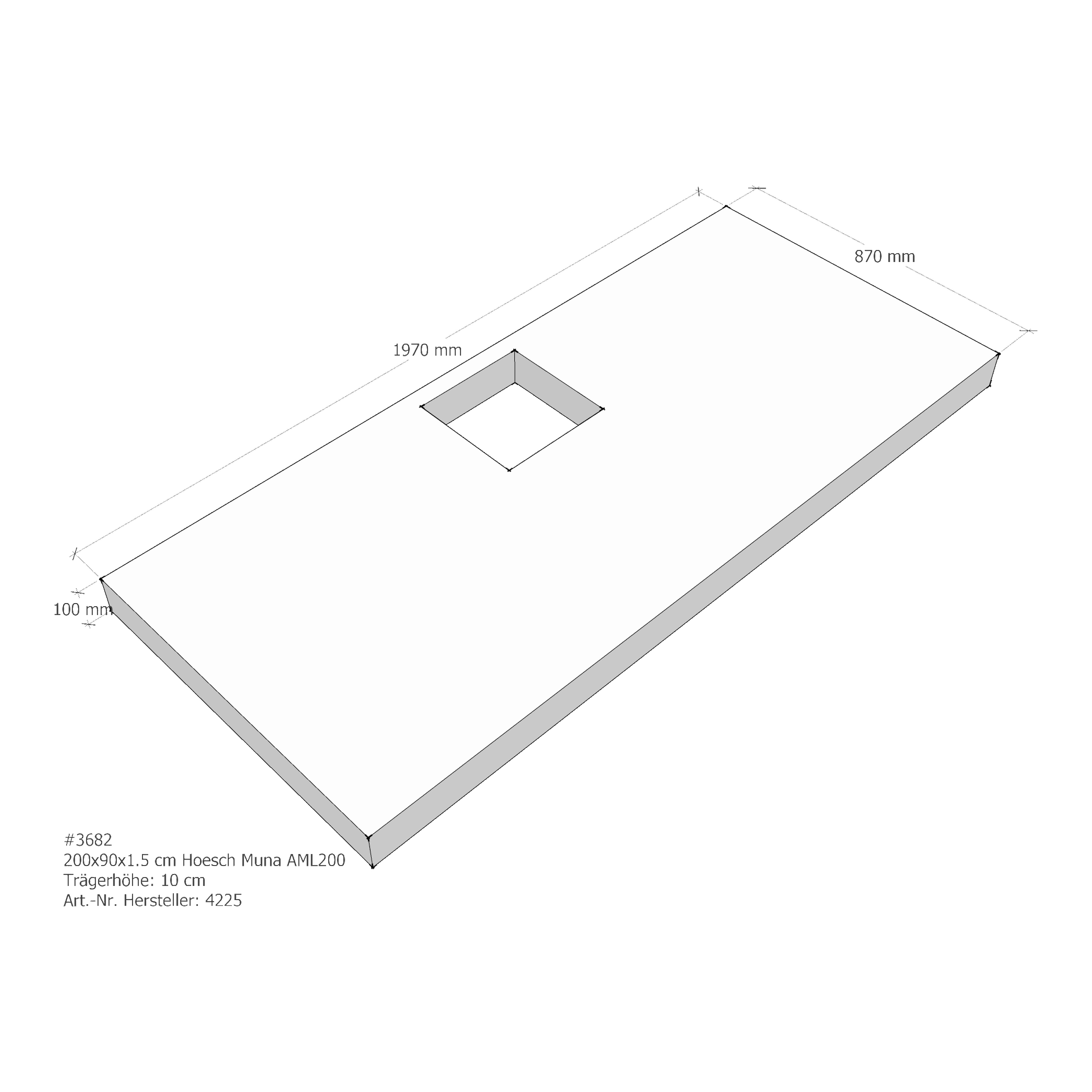 Duschwannenträger für Hoesch Muna 200 × 90 × 1,5 cm Breite: 90 cm / Länge: 200 cm Duschwannenträger für Hoesch Muna 200 × 90 × 1,5 cm Breite: 90 cm / Länge: 200 cm