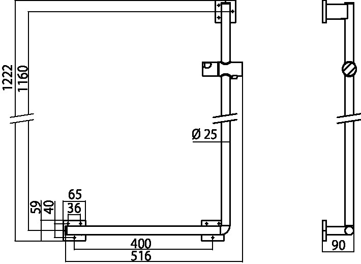 emco Reling „system 2“ in chrom, Befestigung verdeckt, links