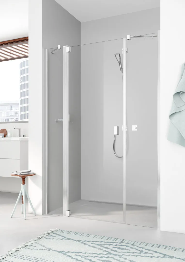 Kermi Duschtür Pendeltür 1-flügelig links mit Festfeldern für Nische und Ecke „RAYA“ Glas SR Opaco, Profile Silber Mattglanz, BV: 998 - 1038 mm GAK: 985 - 1015 mm WE: 998 - 1038 mm H: 1850 mm Kermi Duschtür Pendeltür 1-flügelig links mit Festfeldern für Nische und Ecke „RAYA“ Glas SR Opaco, Profile Silber Mattglanz, BV: 998 - 1038 mm GAK: 985 - 1015 mm WE: 998 - 1038 mm H: 1850 mm