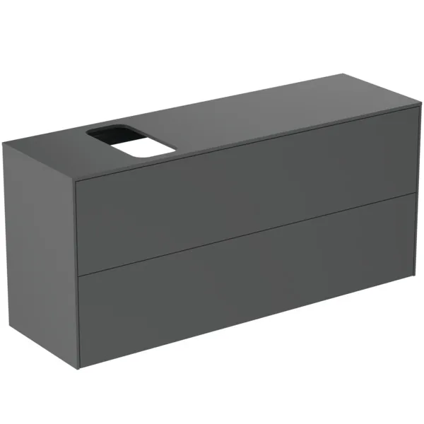 Ideal Standard Conca Waschtischunterschrank, Anthrazit matt, 1.202 x 373 x 550 mm, 2 Auszüge mit Push-Open und Softclose-Einzug, wahlweise links oder rechts Ideal Standard Conca Waschtischunterschrank, Anthrazit matt, 1.202 x 373 x 550 mm, 2 Auszüge mit Push-Open und Softclose-Einzug, wahlweise links oder rechts