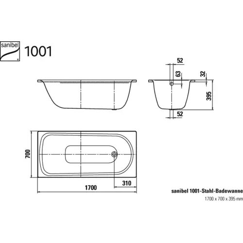 Badundu Badewanne rechteck 1700 × 700 mm, Fußablauf Badundu Badewanne rechteck 1700 × 700 mm, Fußablauf